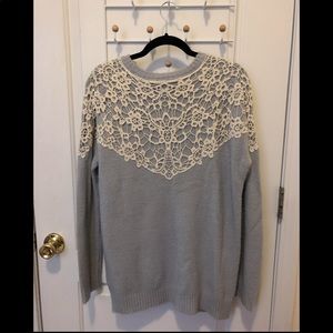 Lace detail oversized sweater